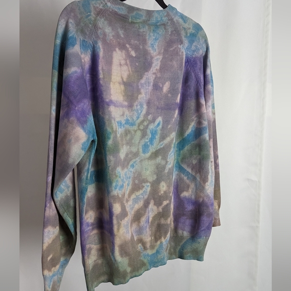 Vintage purple & teal hand dyed knit crew neck sweater - Picture 4 of 7